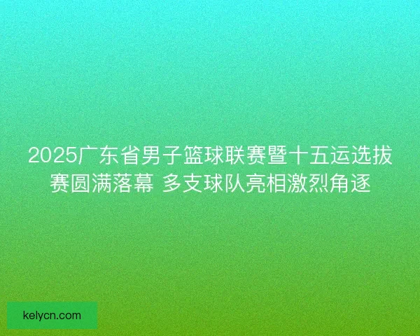 2025广东省男子篮球联赛暨十五运选拔赛圆满落幕 多支球队亮相激烈角逐